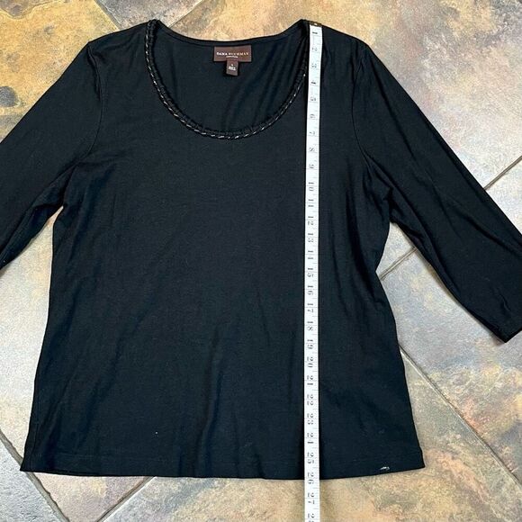 Dana Buchman Signature Black 3/4 Sleeve Tee Rope Chain Collar Large - Picture 5 of 9